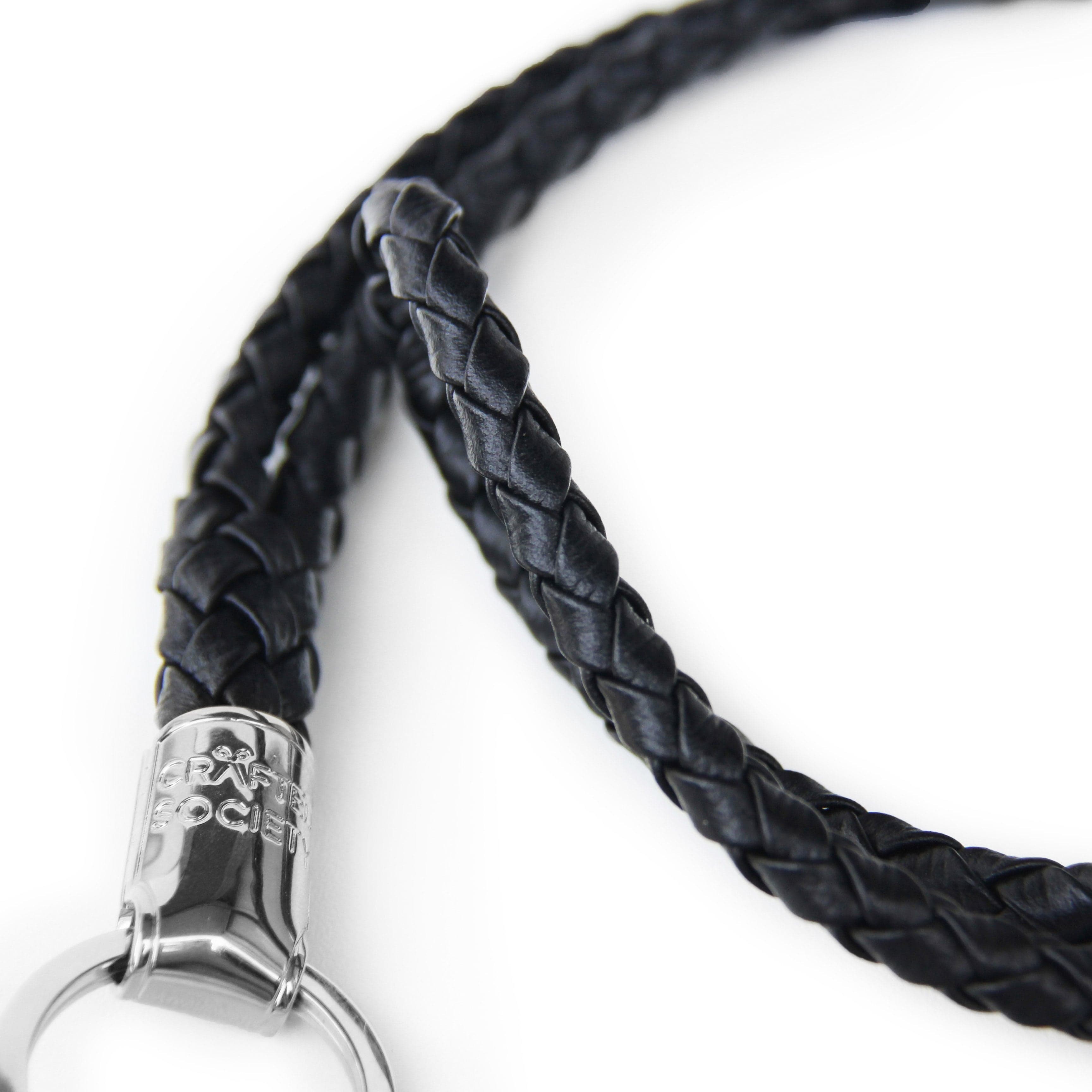 Mauro Lanyard - Black Saffiano Leather - Handcrafted in Italy