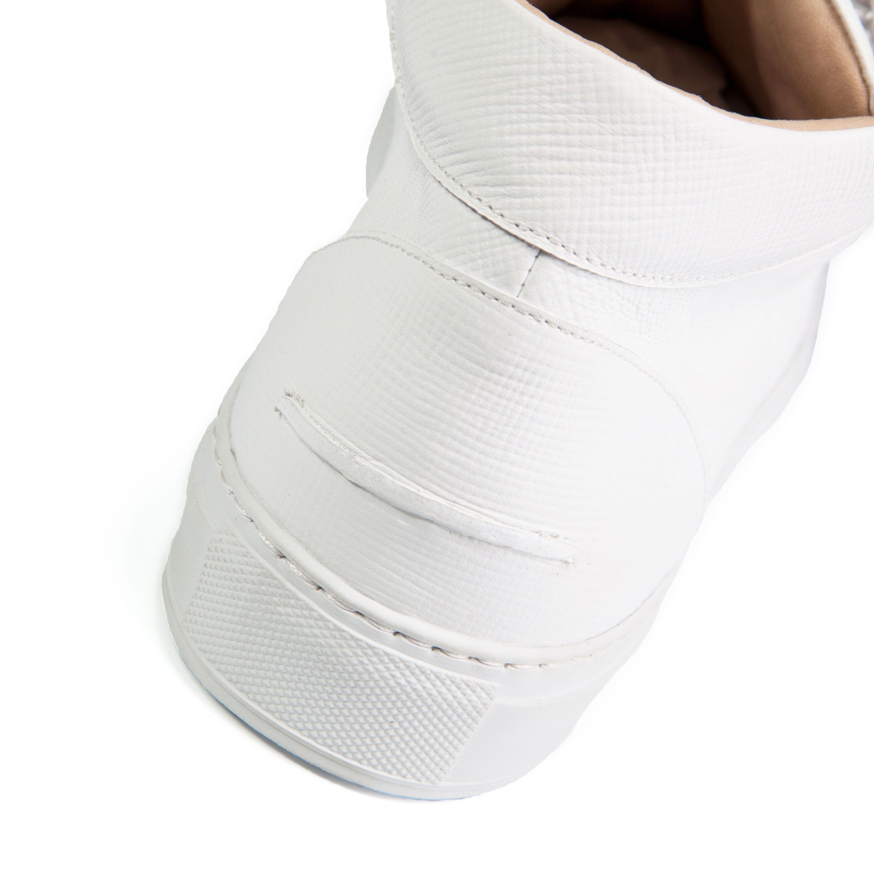 Rico Mid Sneaker White Saffiano Leather White Outsole Backview