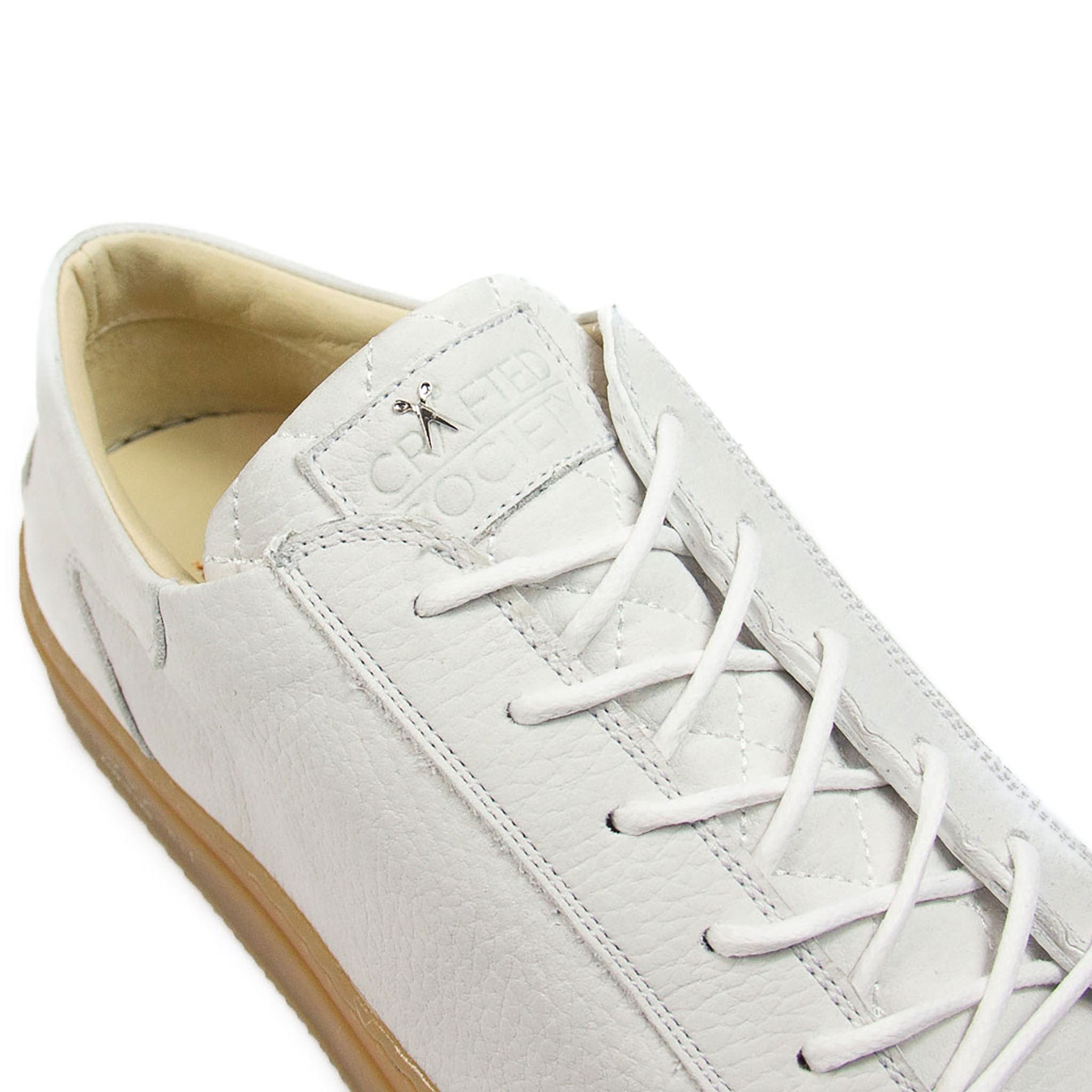 Mario Low Refined Sneaker | White Nubuck | Gum Rubber Outsole | Made in Italy